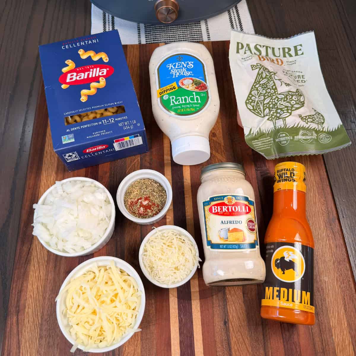 Ingredients for Buffalo Chicken Pasta