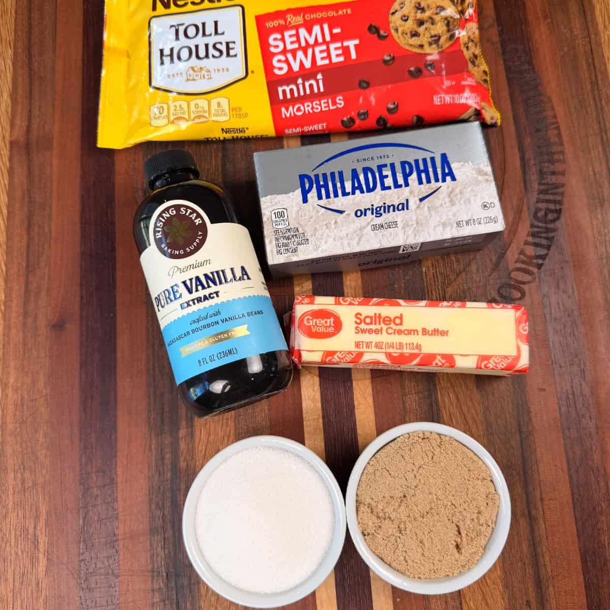 Ingredients for chocolate chip cookie dough