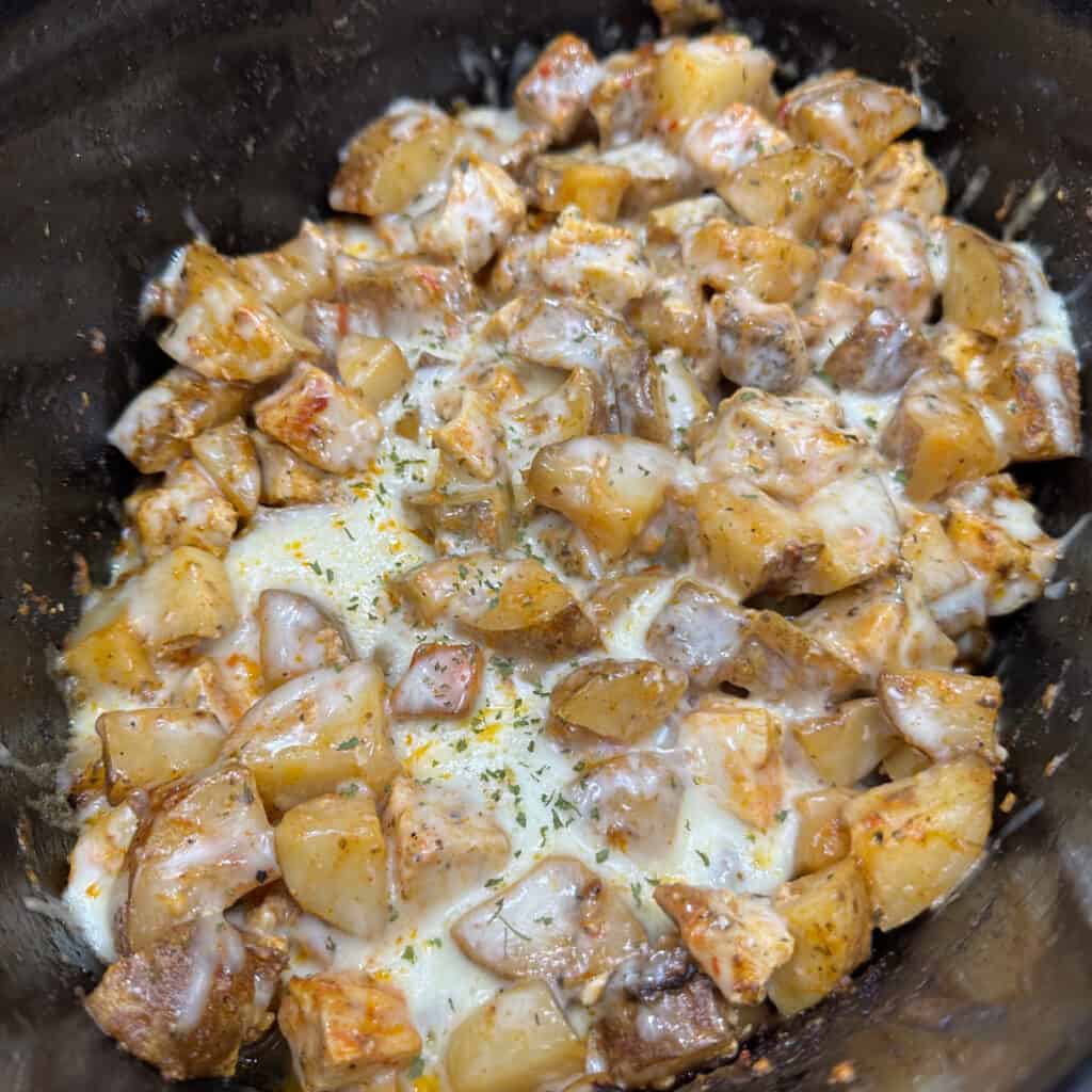 Crockpot Garlic Parmesan Chicken and Potatoes