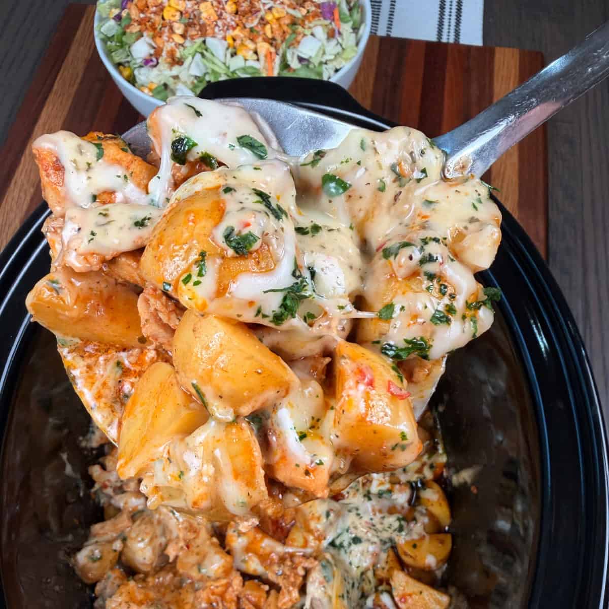 Crockpot Garlic Parmesan Chicken and Potatoes