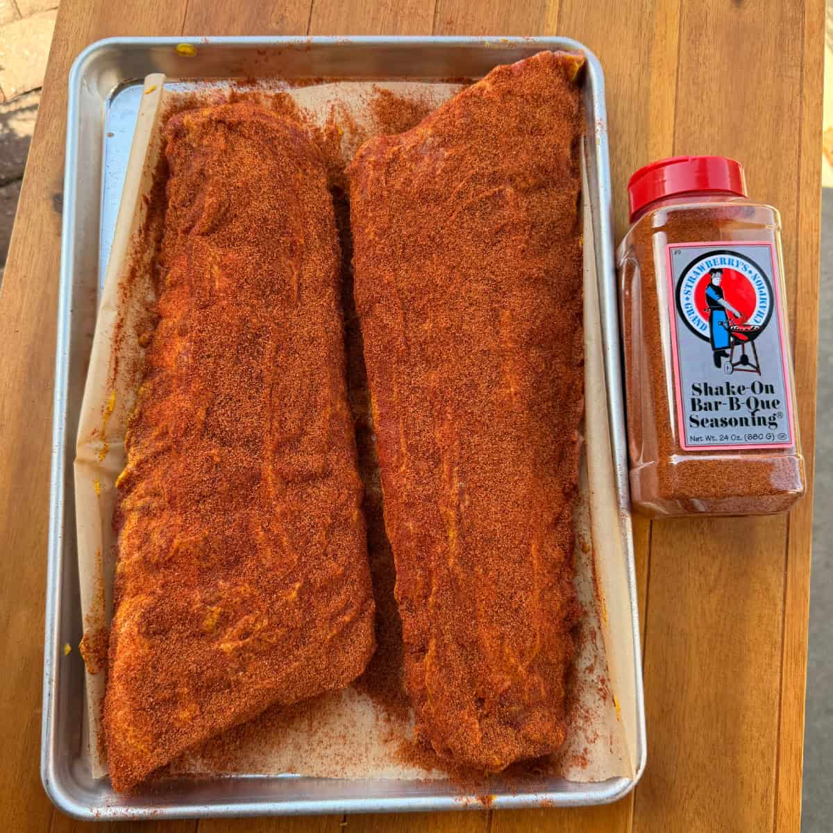 Baby Back Ribs seasoned with BBQ rub