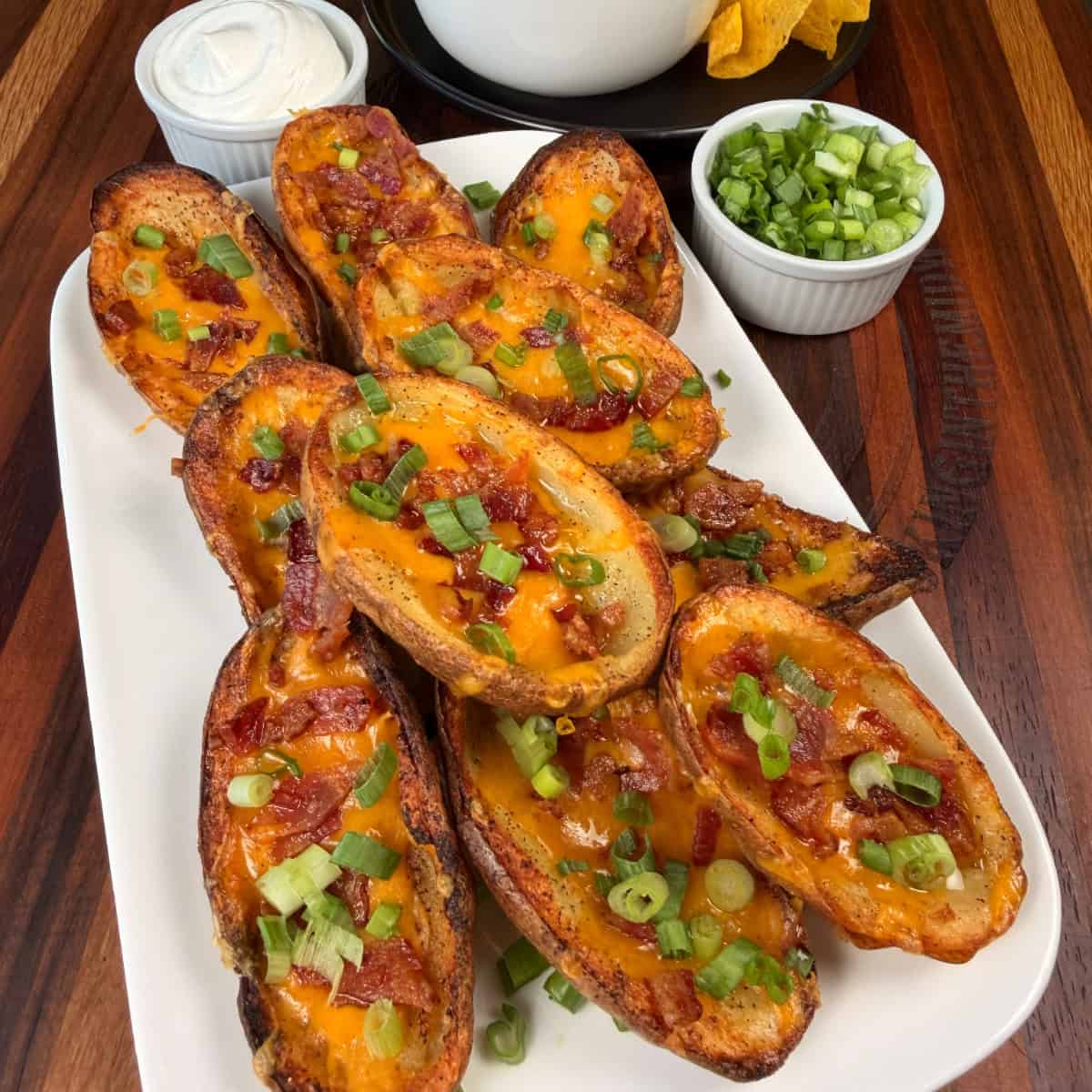 Potato Skins with sour cream and green onions