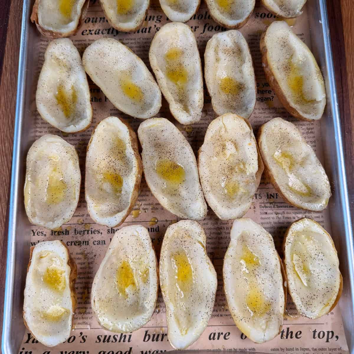 Oiled and seasoned potatoes