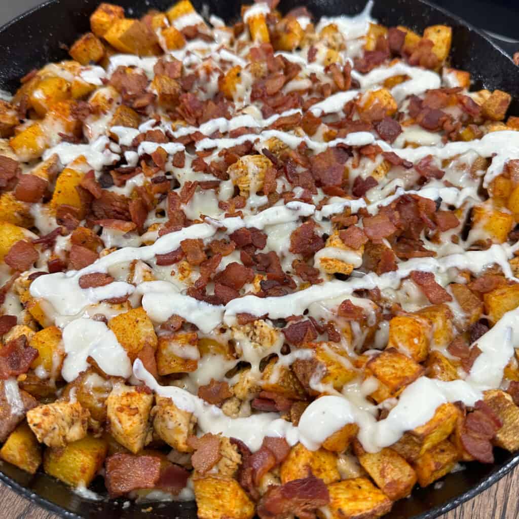 Chicken Bacon Ranch Potato Skillet - Cooking in the Midwest