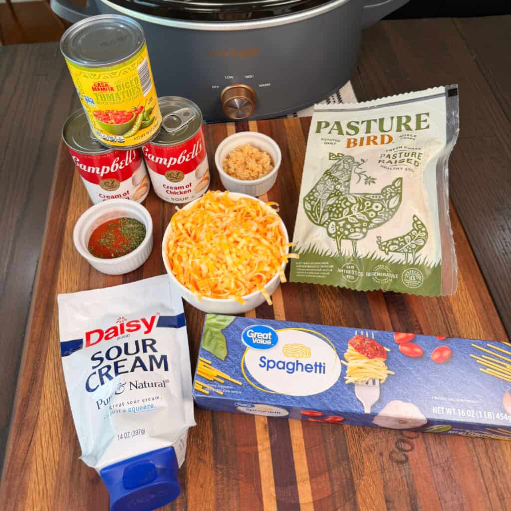 Ingredients for Slow cooker Chicken Spaghetti