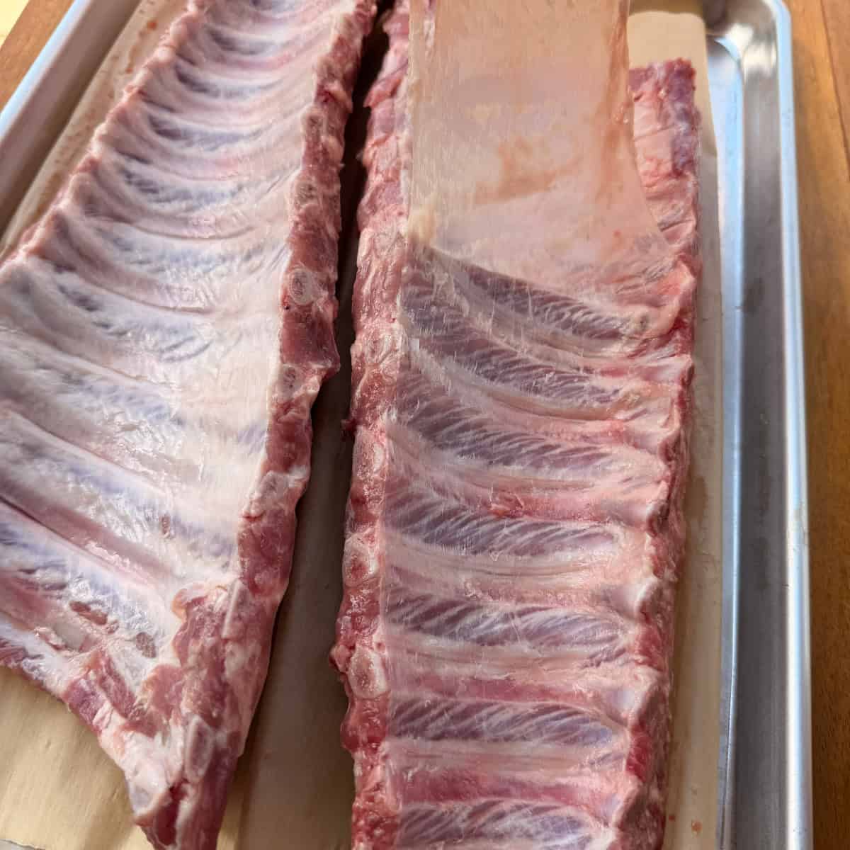 Membrane on Baby Back Ribs