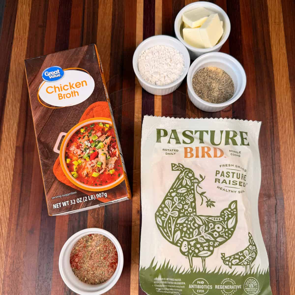 Ingredients for chicken and gravy