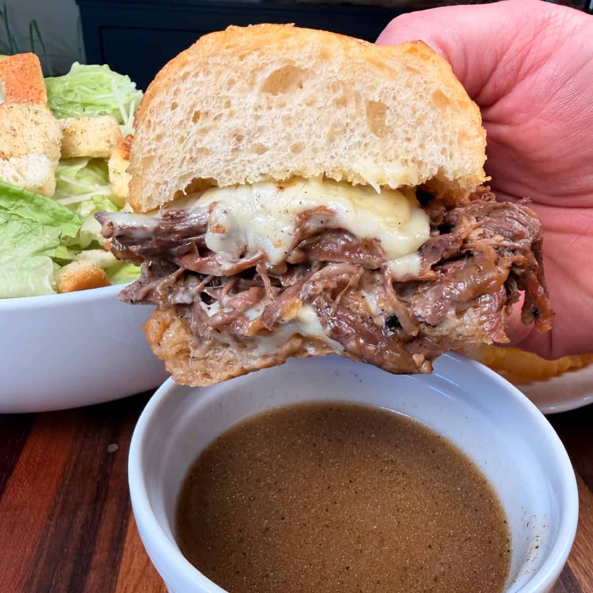 Crockpot French Dip sandwich with Au Jus
