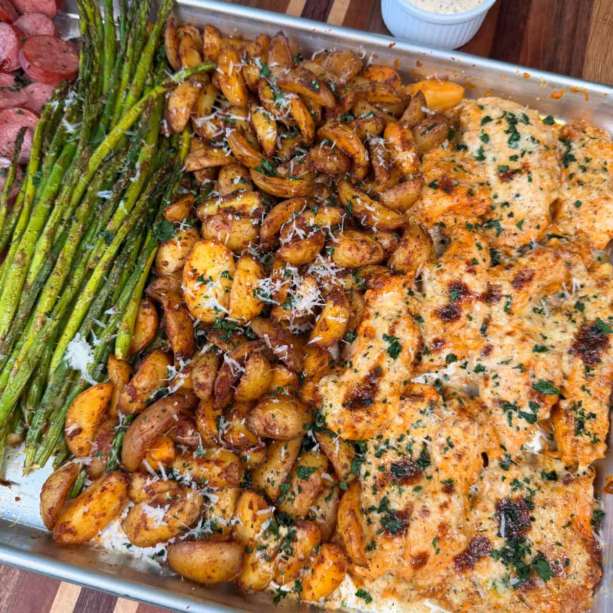 Garlic Parmesan Chicken Sheet Pan Meal