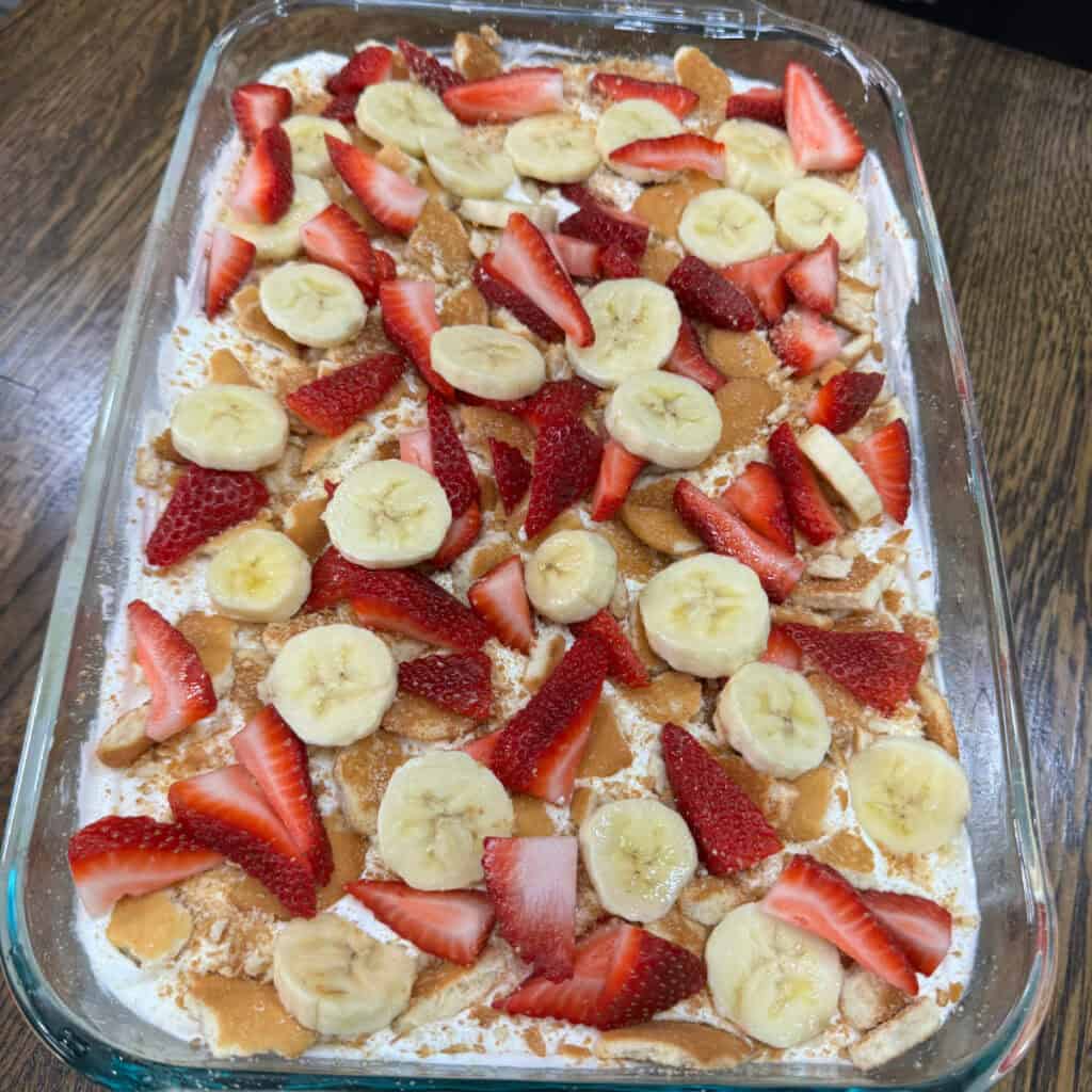 Strawberry Banana Poke Cake