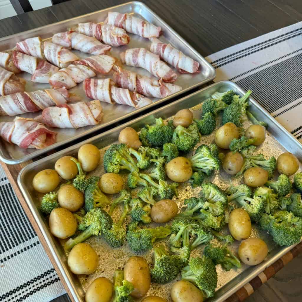 Bacon Wrapped Chicken Tenders and Veggies 