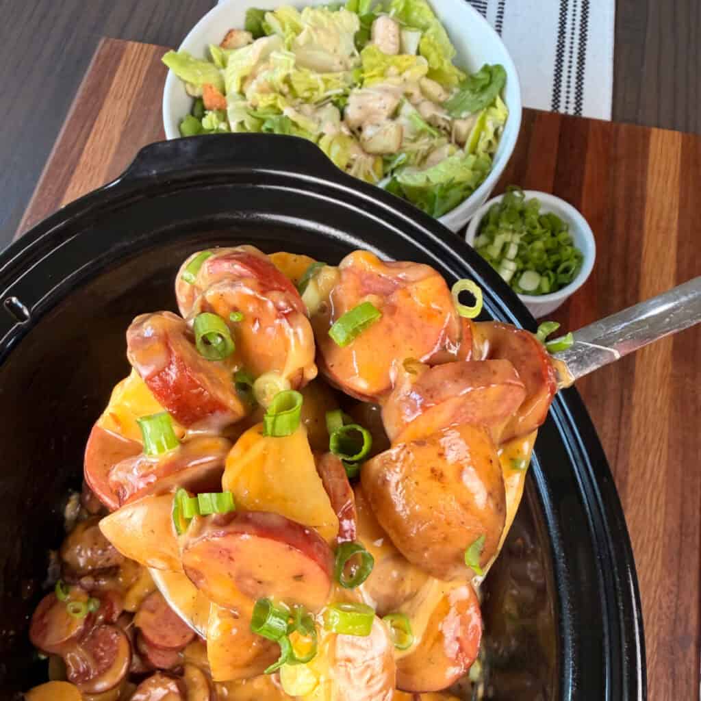 Crockpot Cheesy Potatoes and Kielbasa