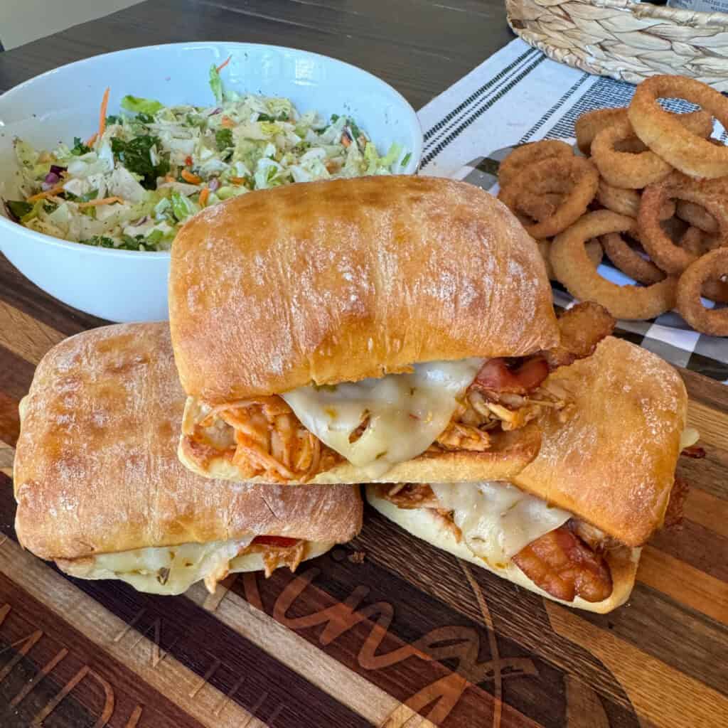 Crockpot BBQ Chicken Ciabatta Sandwiches