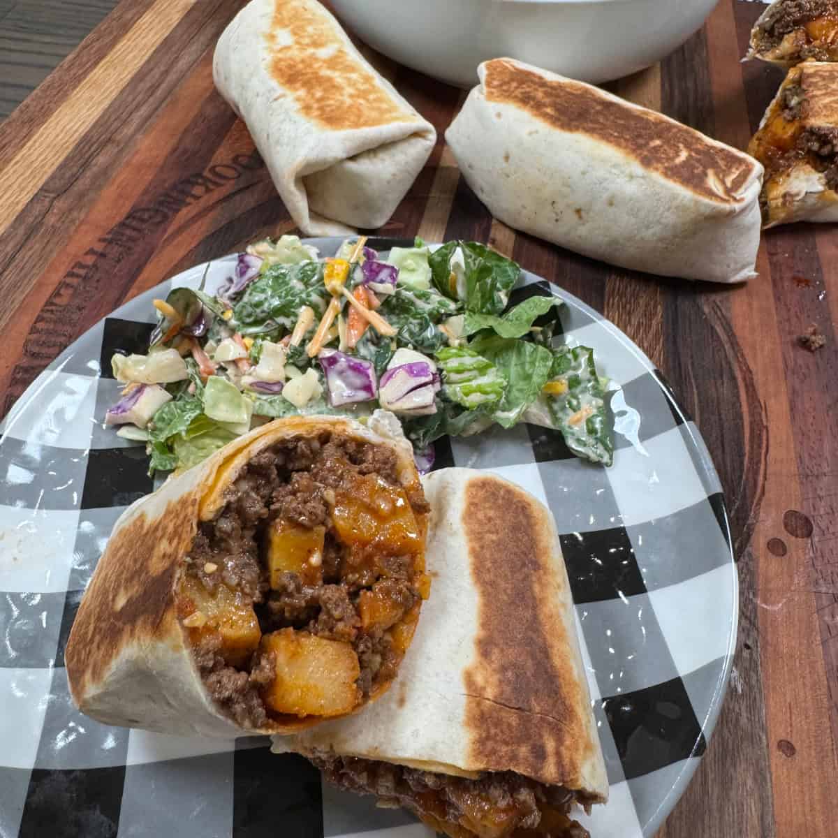 Cheesy Beef and Potato Burritos