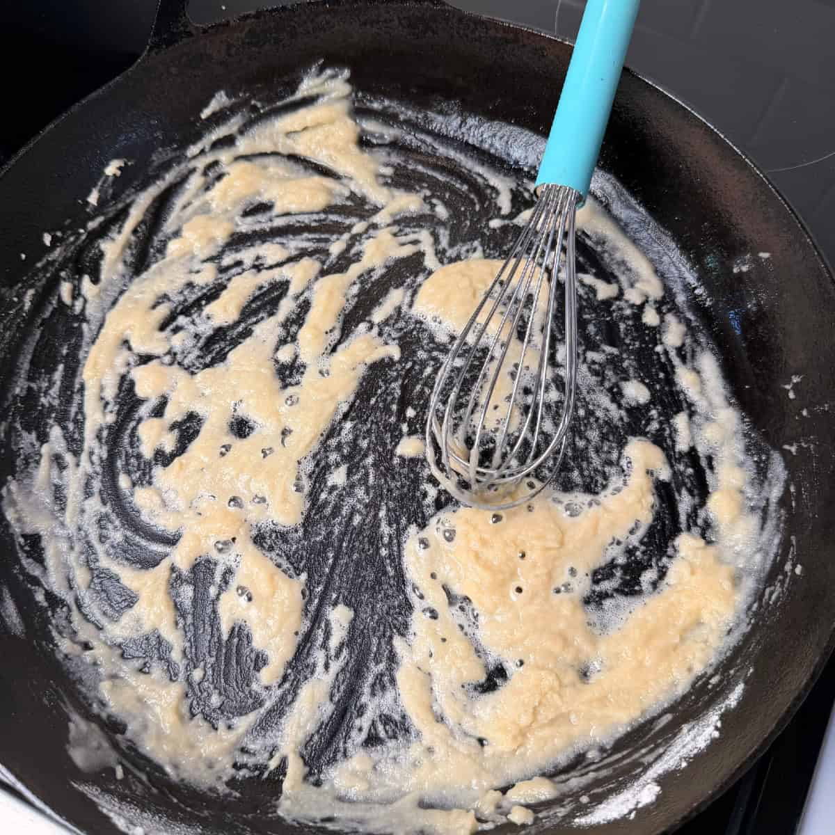 Roux browning in a skillet