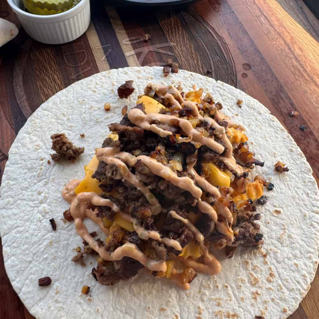 Animal Style Cheeseburger Burritos
