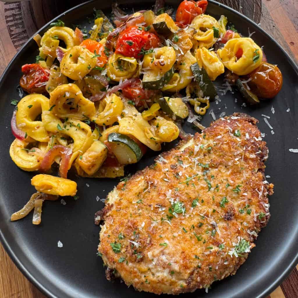 Parmesan Garlic Chicken with Tortellini and Veggies