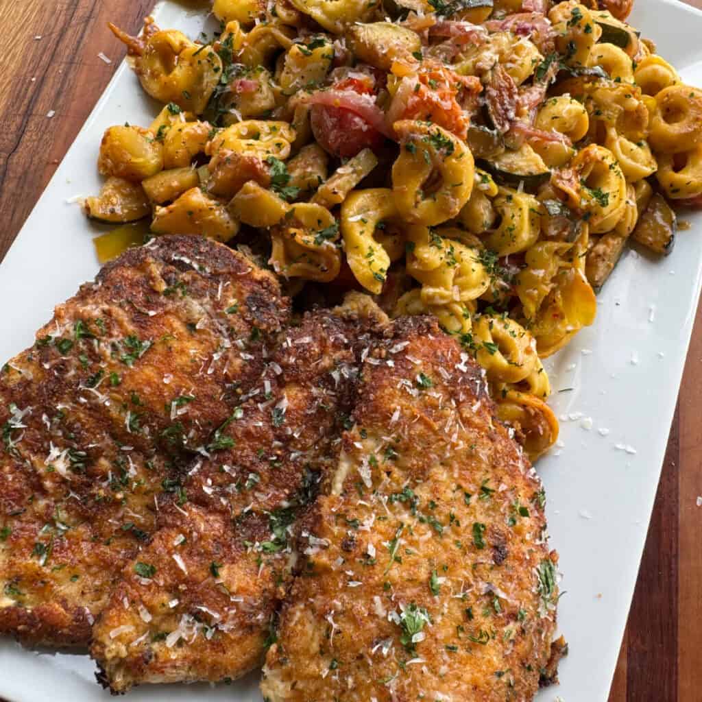 Parmesan Garlic Chicken with Tortellini and Veggies