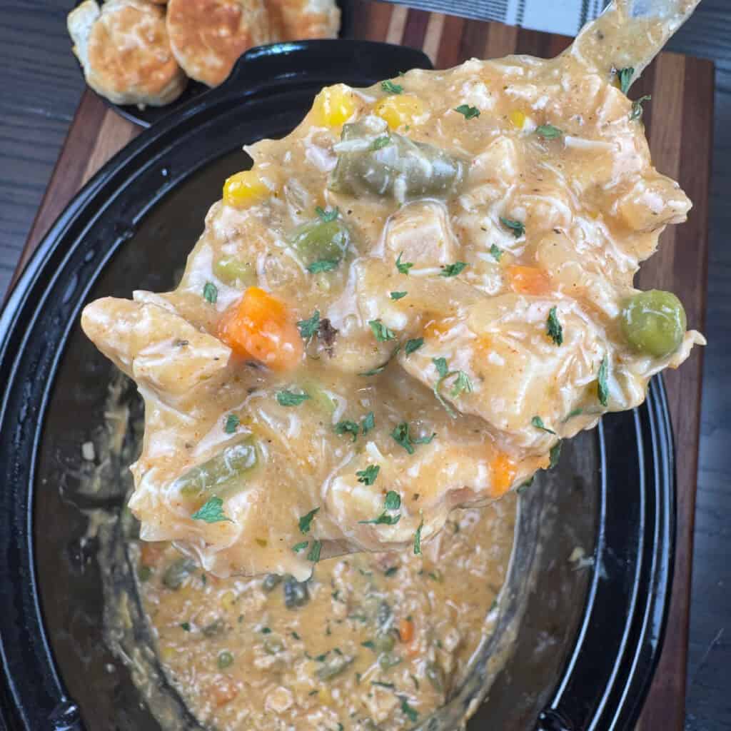 Crockpot Chicken Pot Pie and Buscuits
