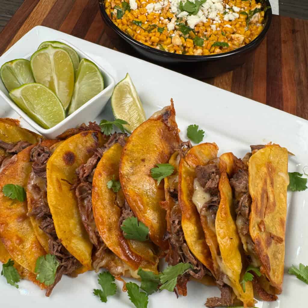 Street Corn Crockpot Shredded Beef Tacos