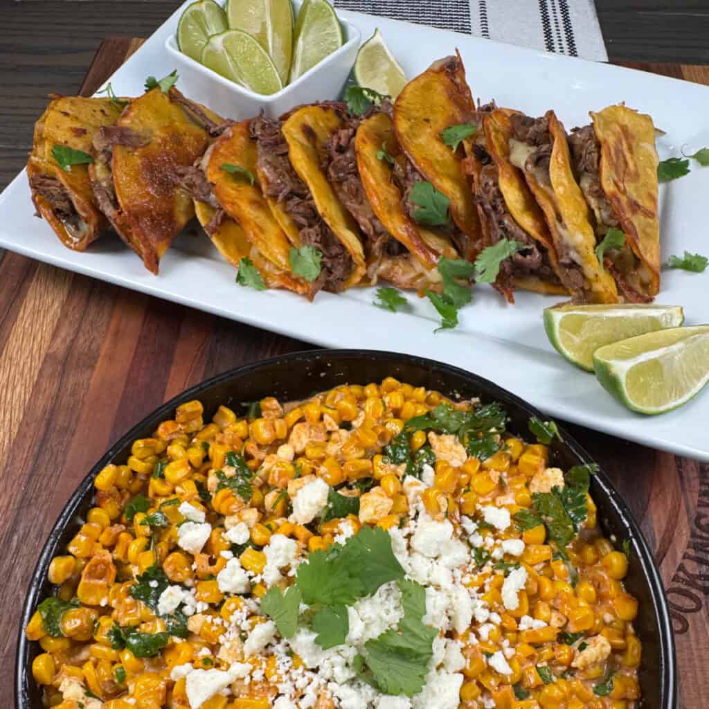 Street Corn Crockpot Shredded Beef Tacos
