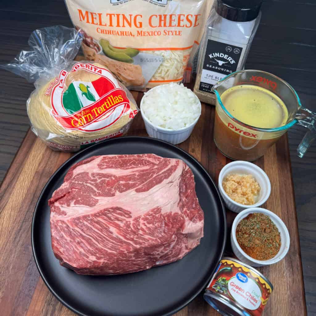 Ingredients for Slow Cooker Shredded Beef Tacos