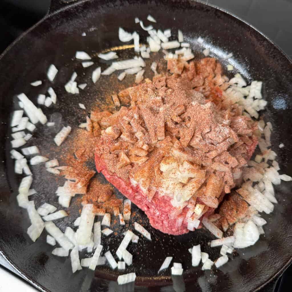 Seasoned Ground beef and onions 