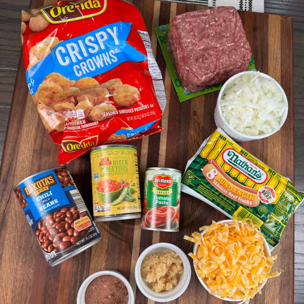 Chili Cheese Dog Tater Tot Casserole Ingredients
