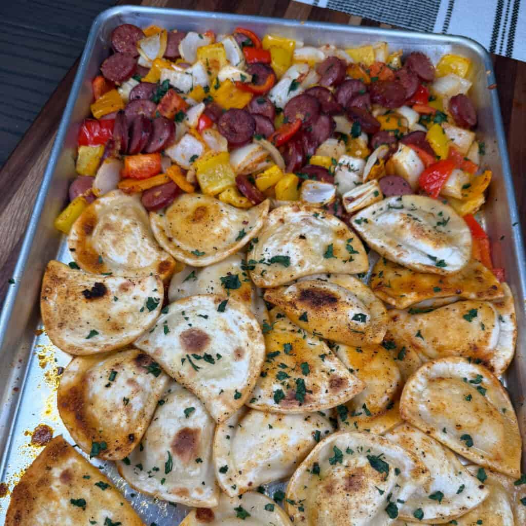 Kielbasa Pierogies Sheet Pan Meal