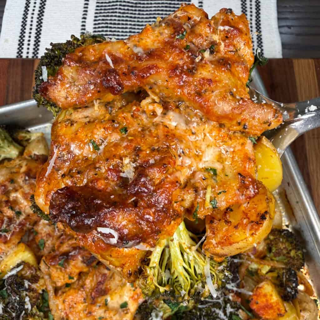 Sheet Pan Parmesan Garlic Chicken Thighs