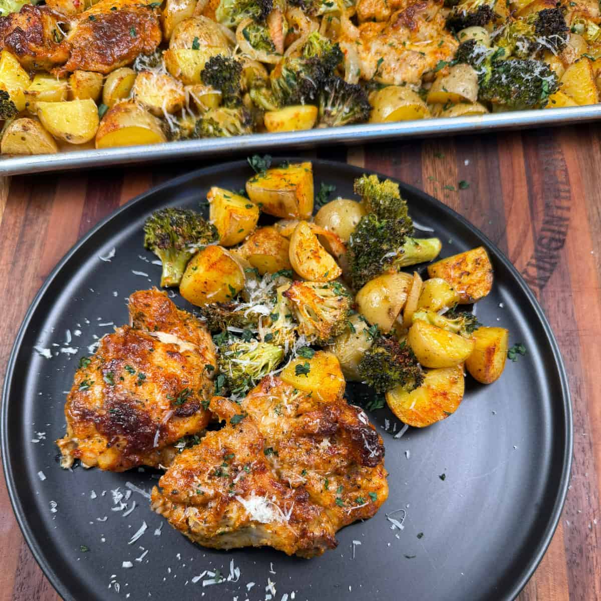 Sheet Pan Parmesan Garlic Chicken Thighs