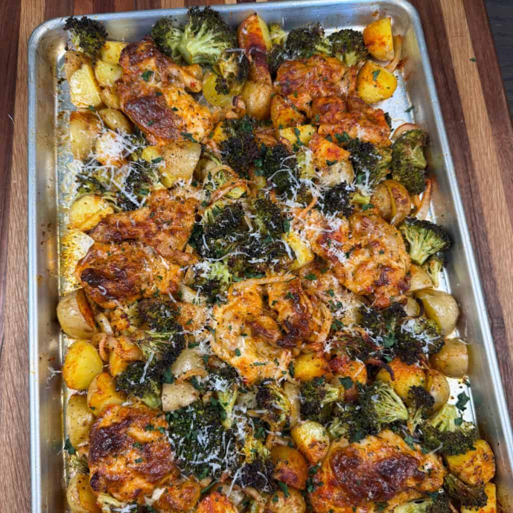 Sheet Pan Parmesan Garlic Chicken Thighs