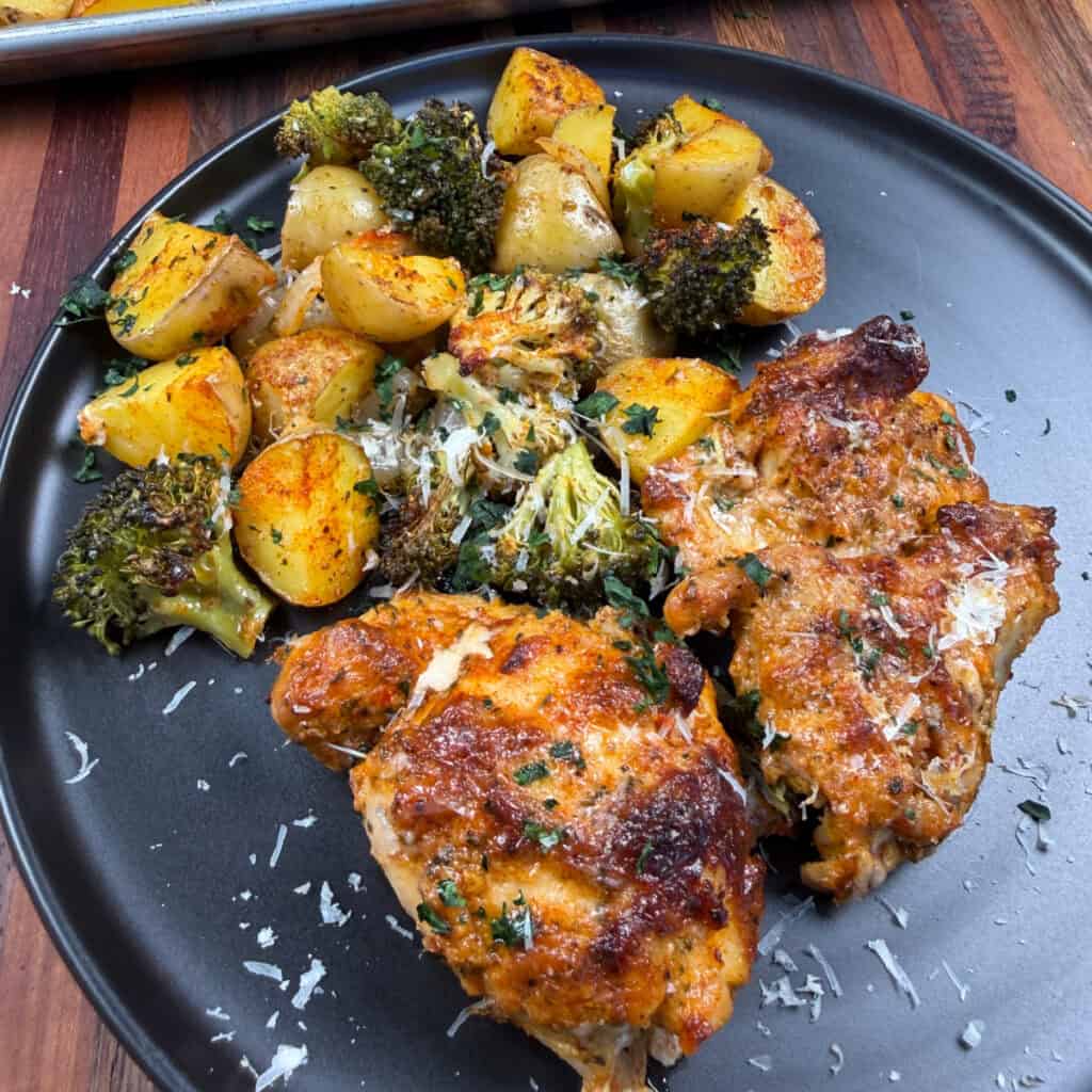 Sheet Pan Parmesan Garlic Chicken Thighs