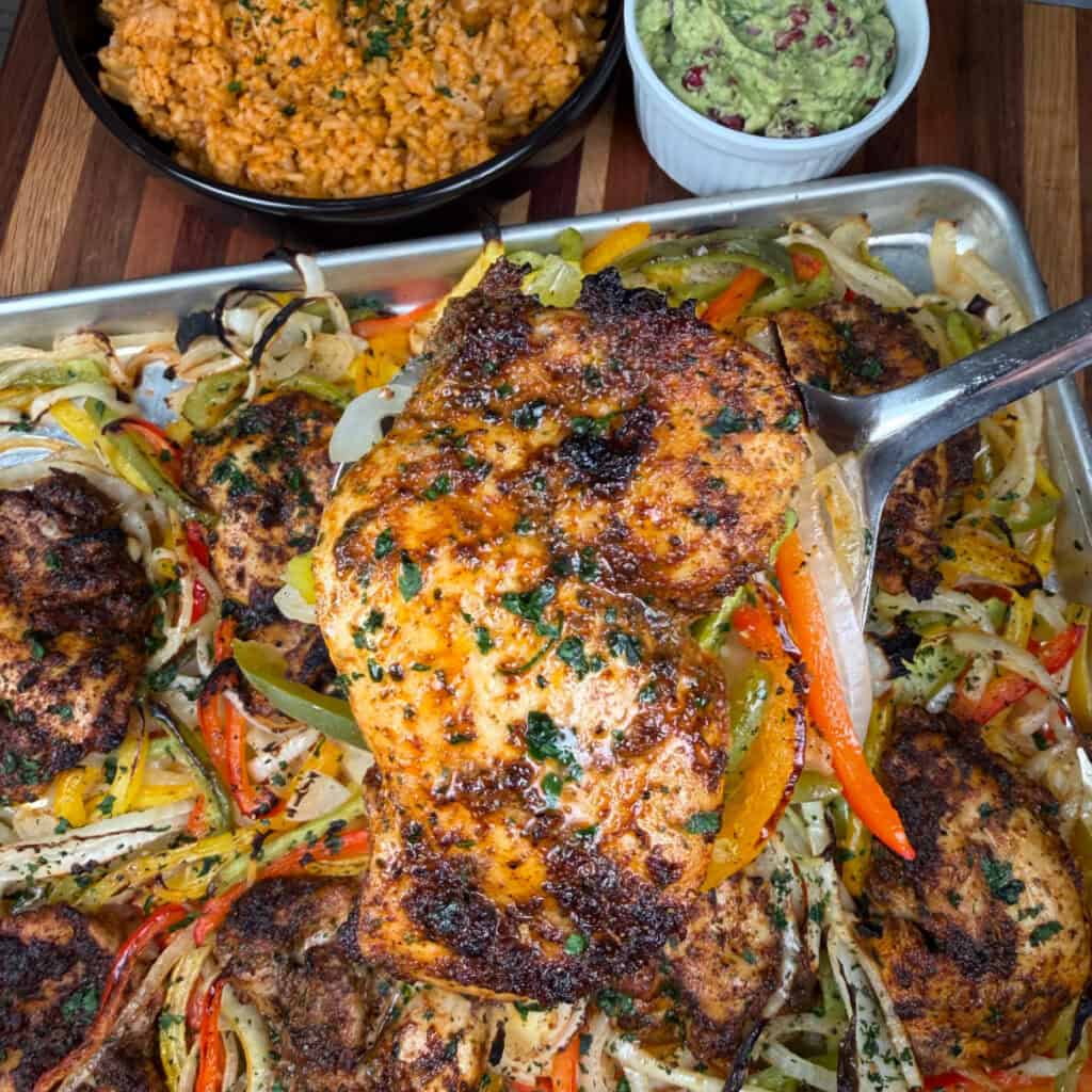 Sheet Pan Chicken Thigh Fajitas