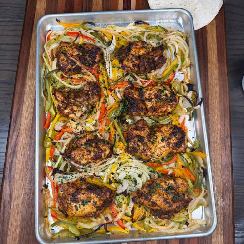 Sheet Pan Chicken Thigh Fajitas