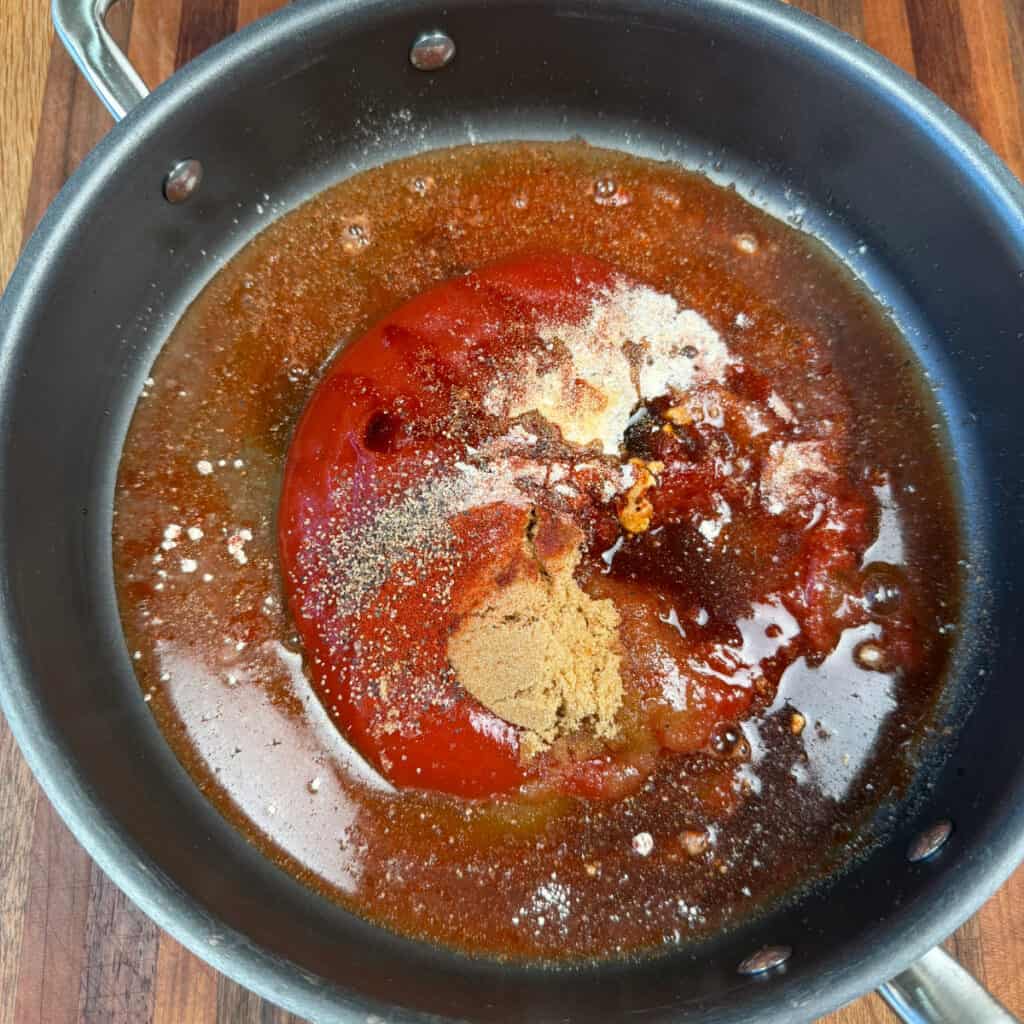 Copycat McRib Homemade Sauce in a pan