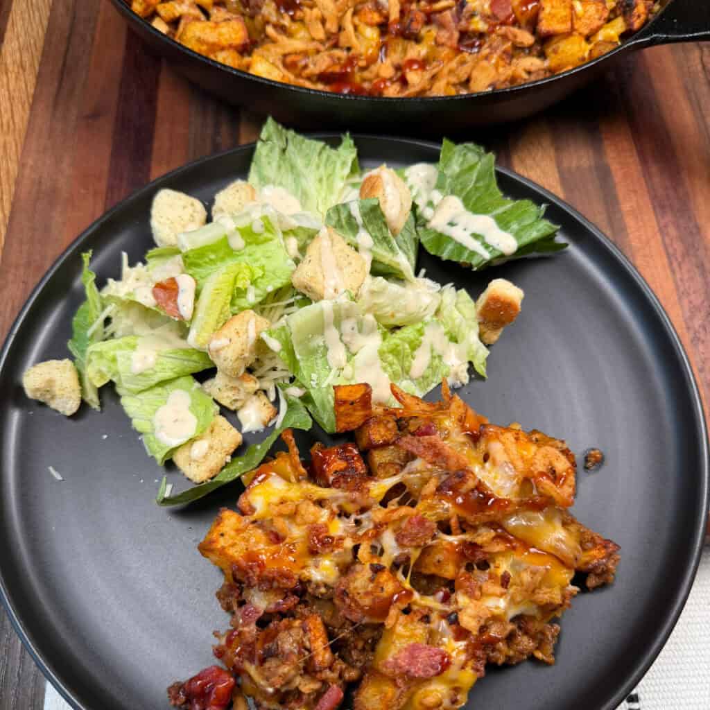 BBQ Cheeseburger Potato Skillet