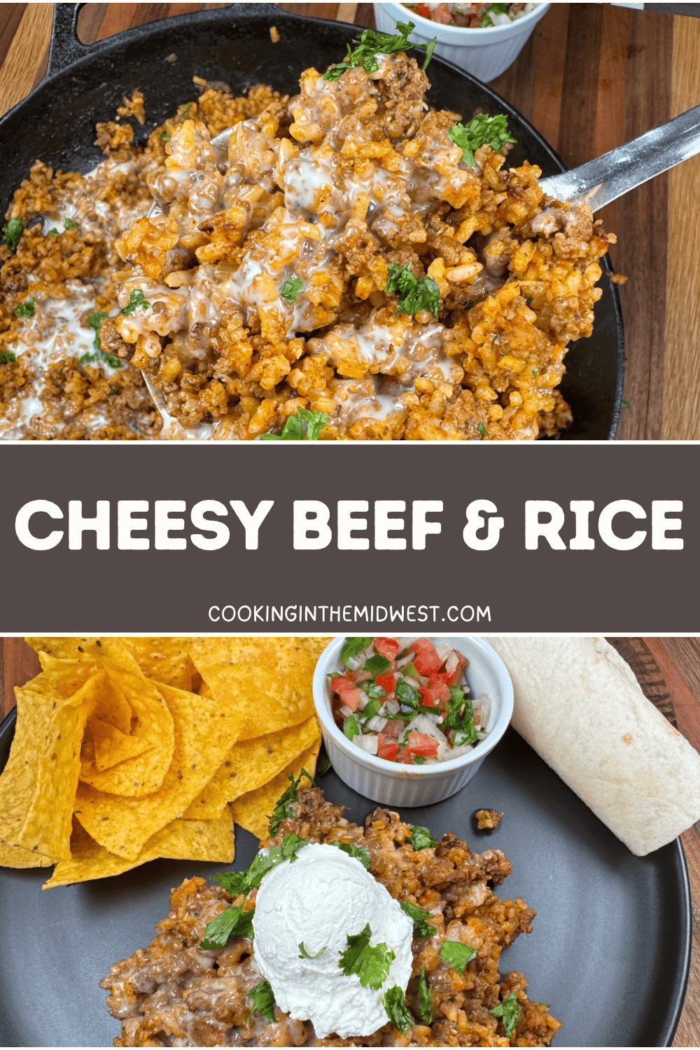 Cheesy Beef and Rice Skillet - Cooking in the Midwest