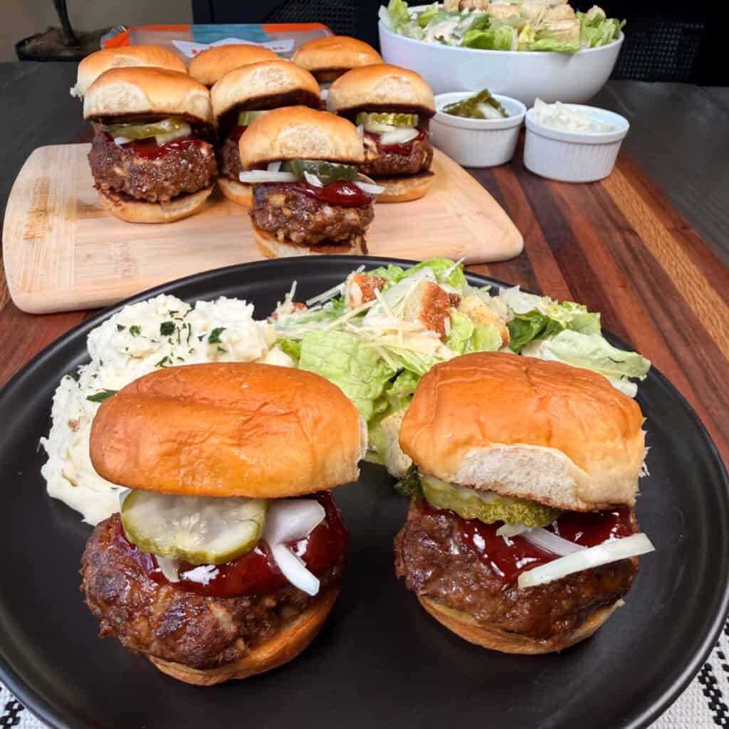 Plated Mini Meatloaf Slider on Hawaiian Rolls