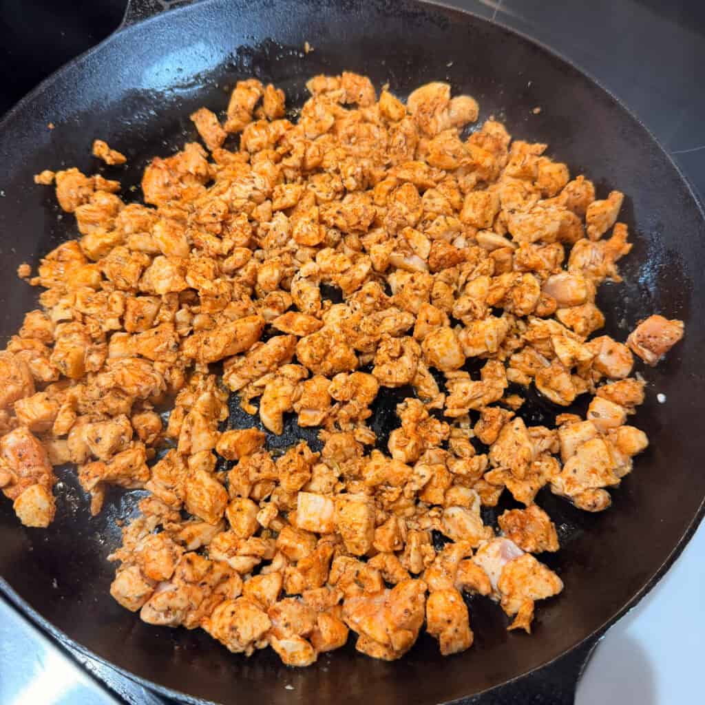 Cast Iron Skillet of cooked chicken