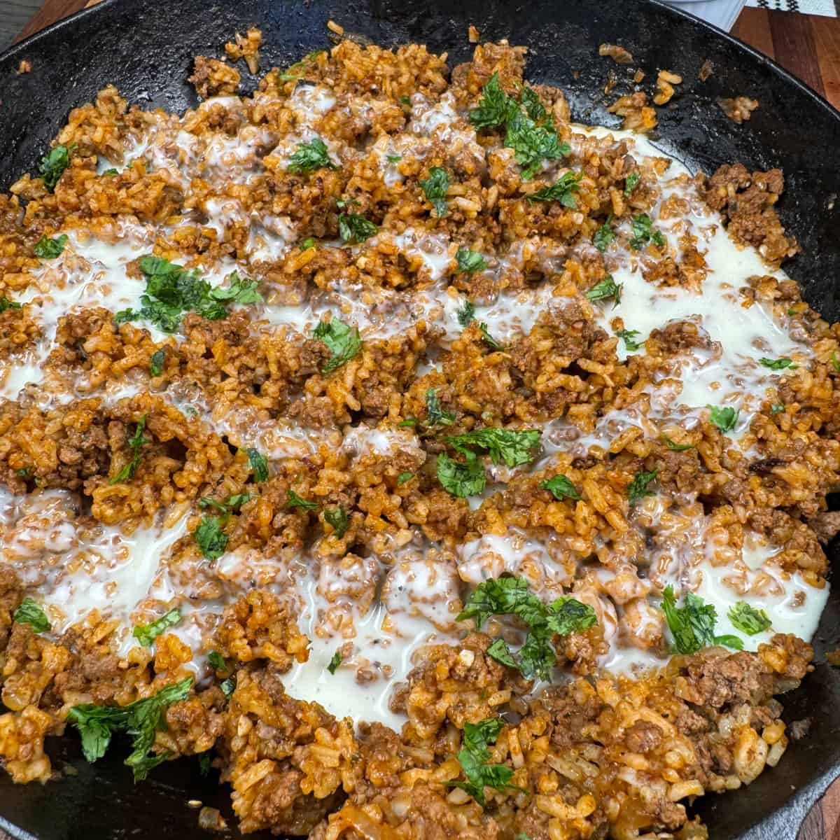 Cheesy Beef and Rice Skillet