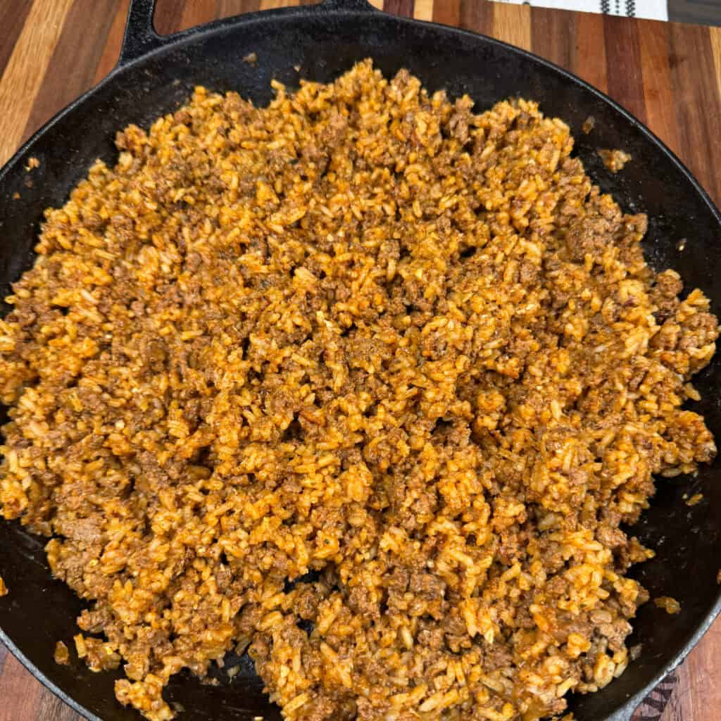 Cheesy Beef and Rice Skillet