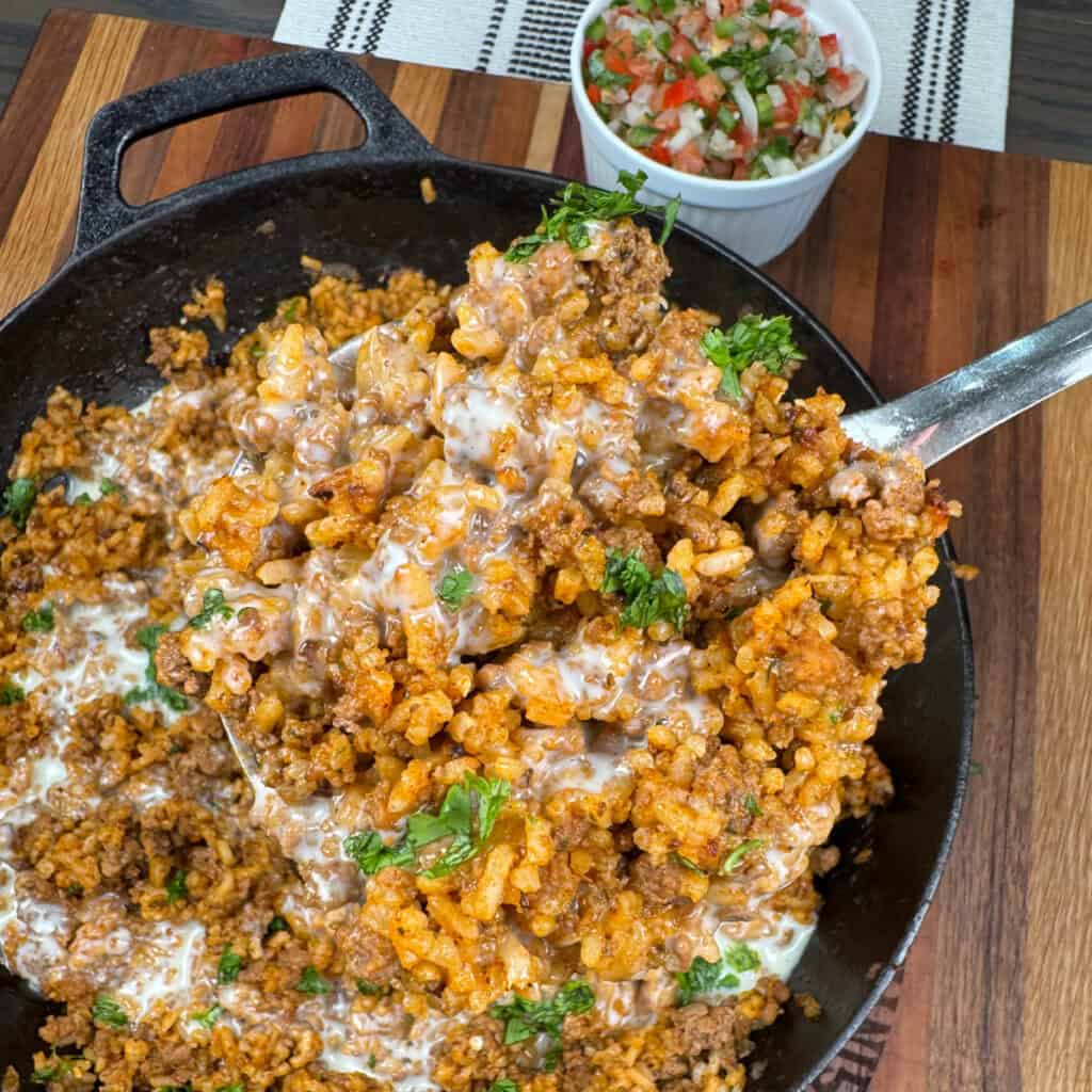 Cheesy Beef and Rice Skillet