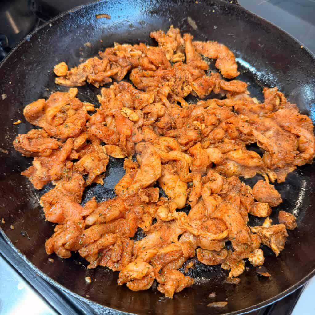 Cooking the Chicken for One Pan Chicken Fajitas