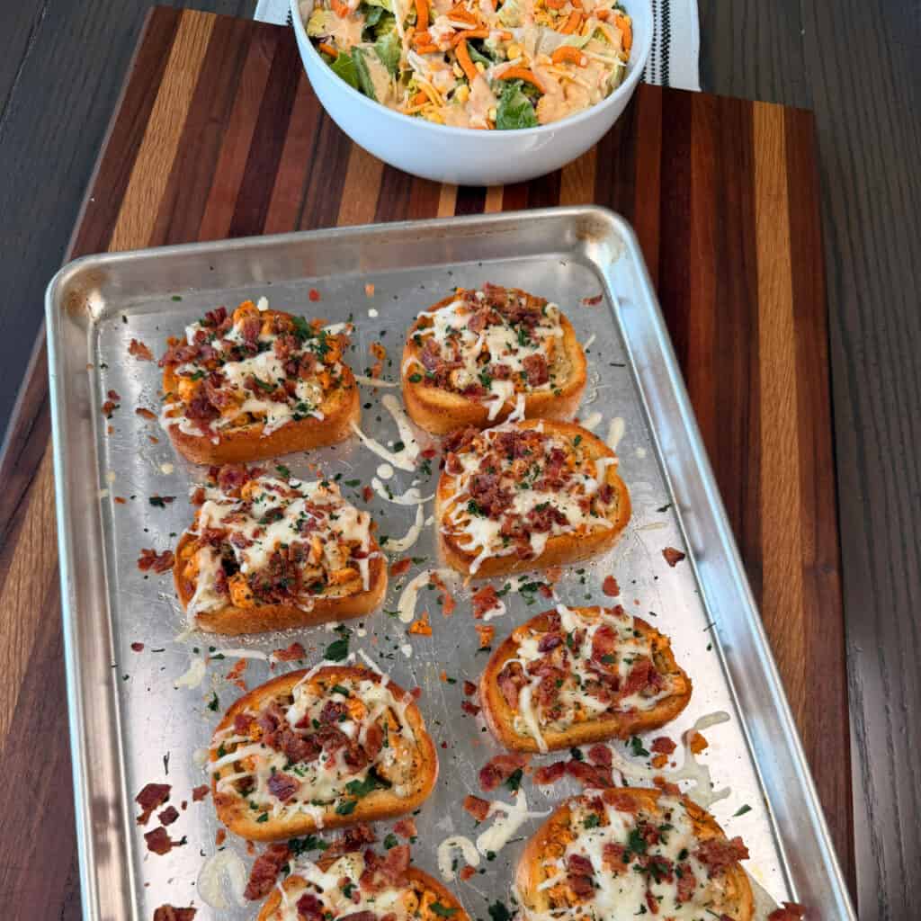 Parmesan Garlic Chicken Garlic Toast on sheet pan