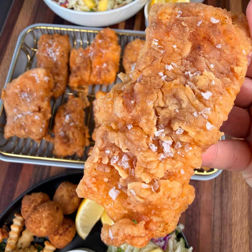 Upclose photo of crispy fish