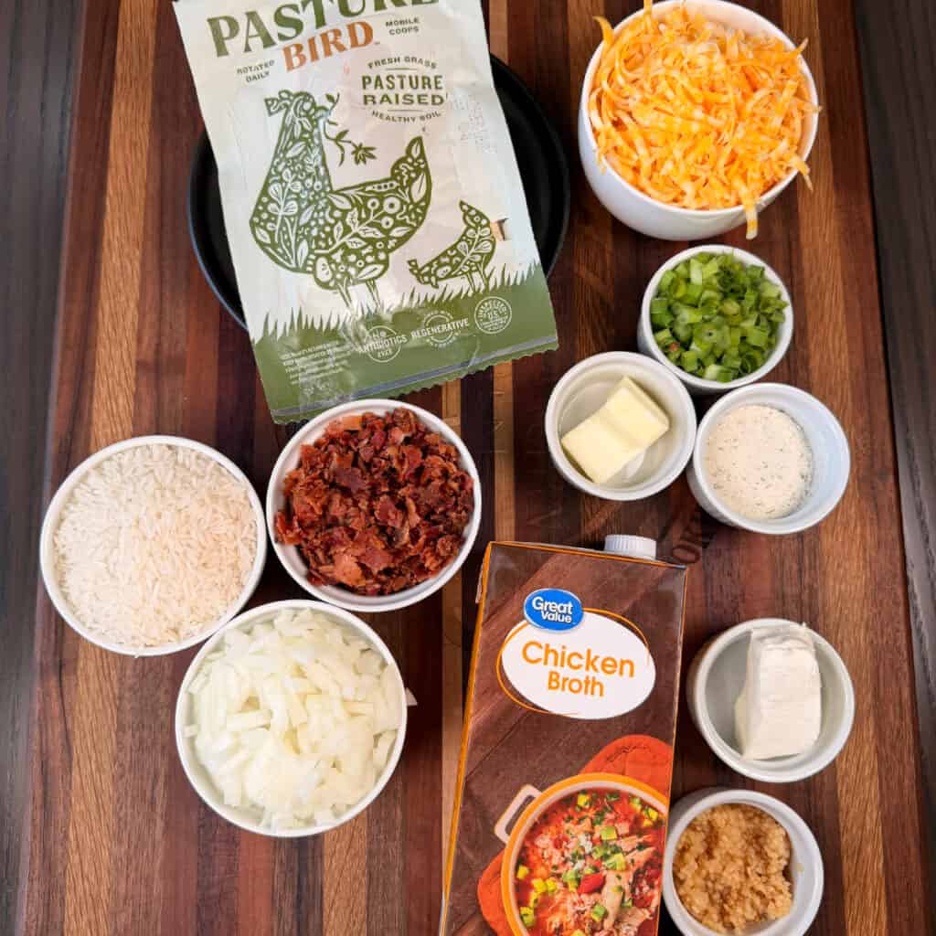 Ingredients for Crack Chicken and Rice Skillet