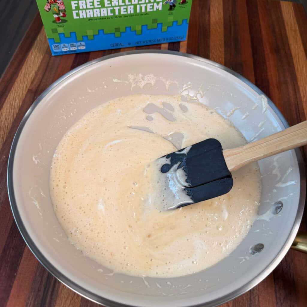 Pan of melted marshmallow mixture