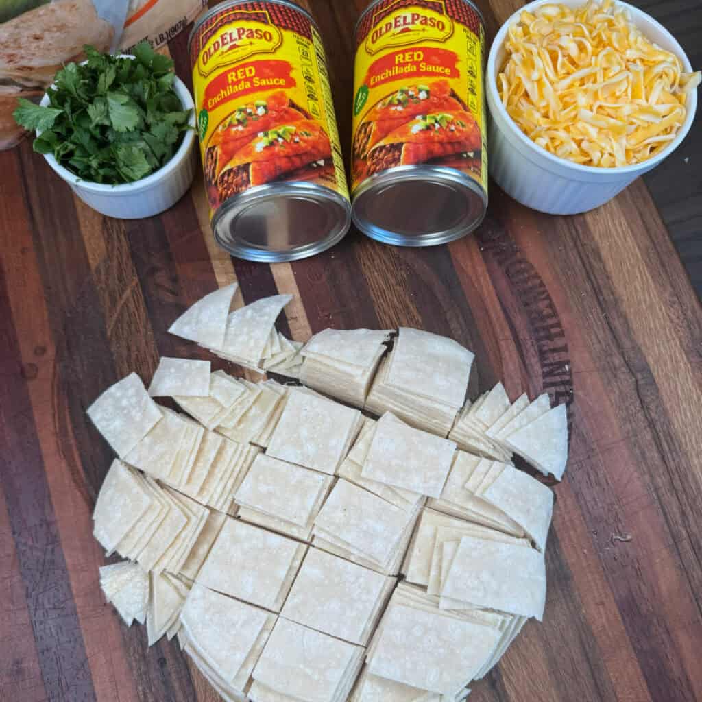 Corn tortillas cut up