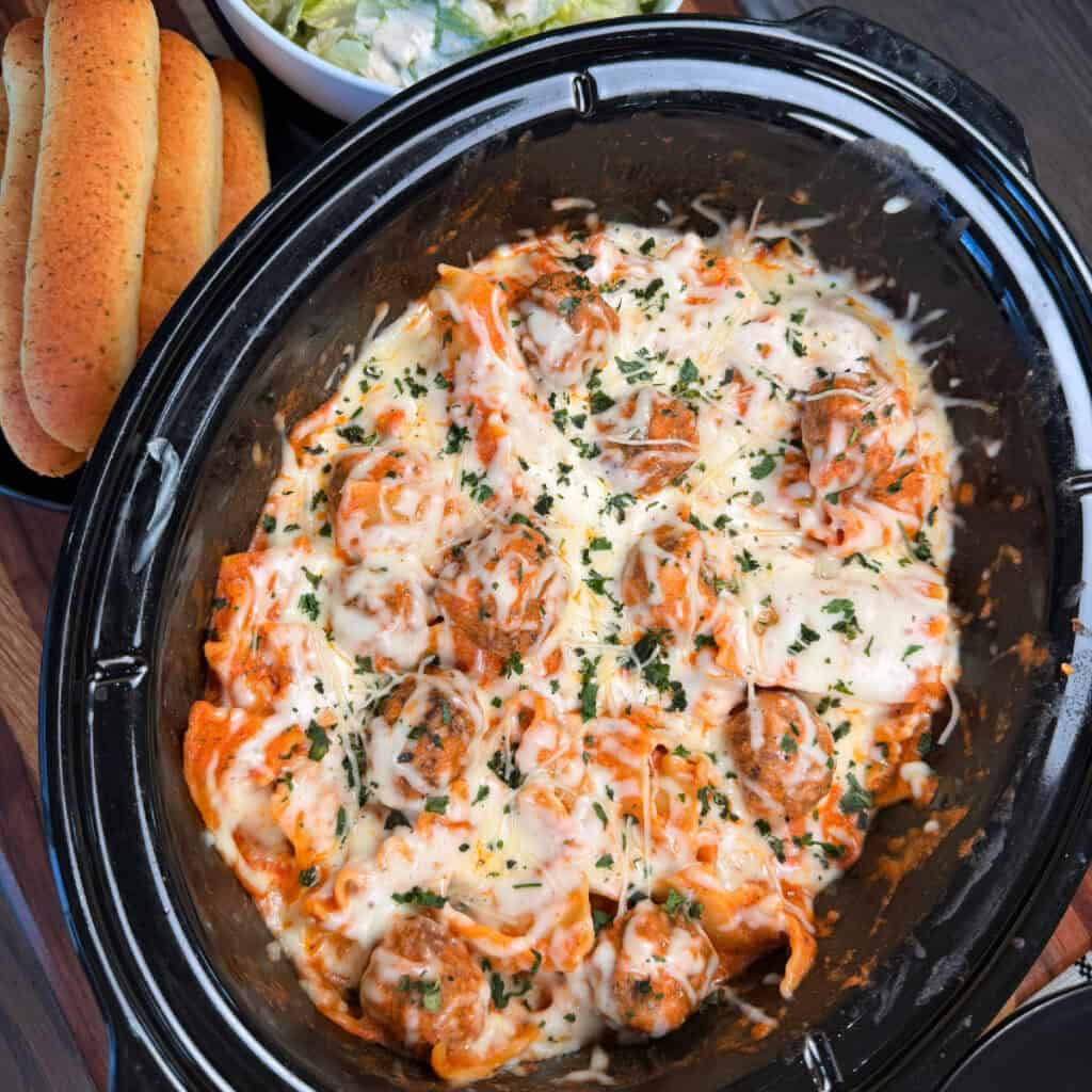 Crockpot Meatball Lasagna